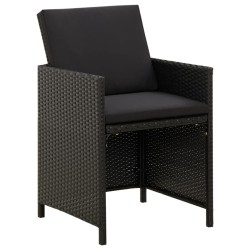 Gartenstühle mit Kissen 2 Stk. Poly Rattan Schwarz