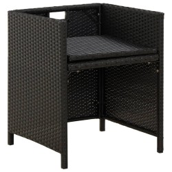 Gartenstühle mit Kissen 2 Stk. Poly Rattan Schwarz