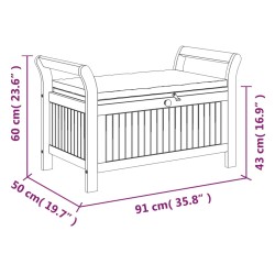 Garten-Truhenbank mit Kissen 91 cm Massivholz Akazie