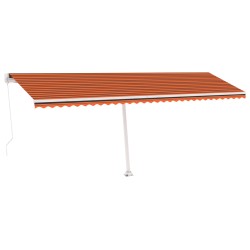 Markise Manuell Einziehbar mit LED 600x300 cm Orange Braun