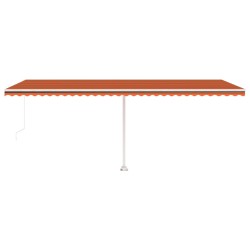 Markise Manuell Einziehbar mit LED 600x300 cm Orange Braun