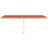 Markise Manuell Einziehbar mit LED 600x300 cm Orange Braun