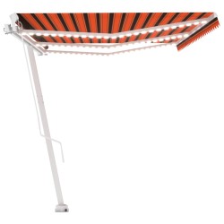 Markise Manuell Einziehbar mit LED 600x300 cm Orange Braun