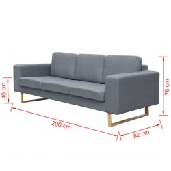 3-Sitzer Sofa Stoff Hellgrau