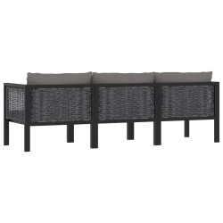 3-Sitzer-Sofa mit Auflage Anthrazit Poly Rattan