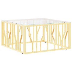 Couchtisch Golden 80x80x40 cm Edelstahl und Glas