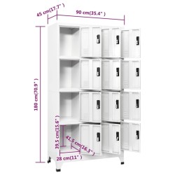 Schließfachschrank Weiß 90x45x180 cm Stahl