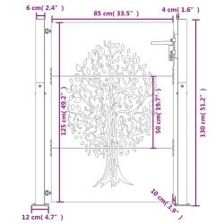 Gartentor 105x130 cm Cortenstahl Baum-Design