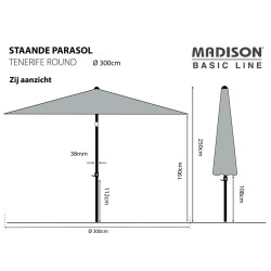 Madison Sonnenschirm Tenerife 300 cm Rund Ecru