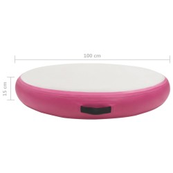 Aufblasbare Gymnastikmatte mit Pumpe 100x100x15 cm PVC Rosa