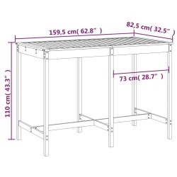 Gartentisch Honigbraun 159,5x82,5x110 cm Massivholz Kiefer