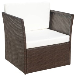 Gartensessel mit Fußhocker Poly Rattan Braun