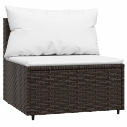 Garten-Mittelsofas mit Kissen 2 Stk. Braun Poly Rattan