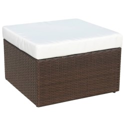 Gartensessel mit Fußhocker Poly Rattan Braun