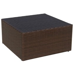 Gartensessel mit Fußhocker Poly Rattan Braun