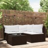 4-tlg. Garten-Lounge-Set mit Kissen Braun Poly Rattan