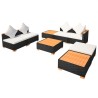 8-tlg. Garten-Lounge-Set mit Auflagen Poly Rattan Schwarz