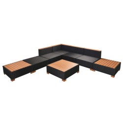 8-tlg. Garten-Lounge-Set mit Auflagen Poly Rattan Schwarz