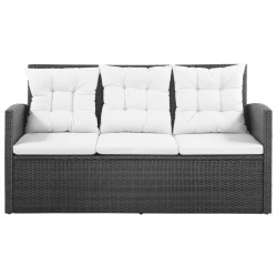 5-tlg. Garten-Lounge-Set mit Auflagen Poly Rattan Schwarz