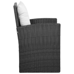 5-tlg. Garten-Lounge-Set mit Auflagen Poly Rattan Schwarz