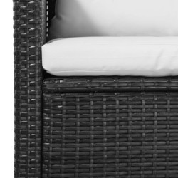 5-tlg. Garten-Lounge-Set mit Auflagen Poly Rattan Schwarz