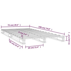 Palettenbett Grau 75x190 cm Massivholz Kiefer