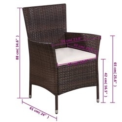 Gartenstuhl und Hocker mit Polstern Poly Rattan Braun