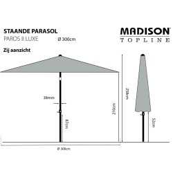 Madison Sonnenschirm Paros II Luxe 300 cm Hellgrau