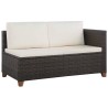 4-tlg. Garten-Lounge-Set mit Kissen Poly-Rattan Braun