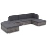 6-tlg. Garten-Lounge-Set mit Auflagen Poly Rattan Grau