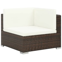 7-tlg. Garten-Lounge-Set mit Auflagen Poly Rattan Braun