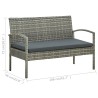 5-tlg. Garten-Lounge-Set mit Auflagen Poly Rattan Grau