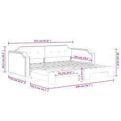 Tagesbett Ausziehbar Dunkelgrau 100x200 cm Stoff