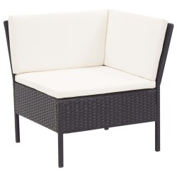 3-tlg. Garten-Lounge-Set mit Auflagen Poly Rattan Schwarz