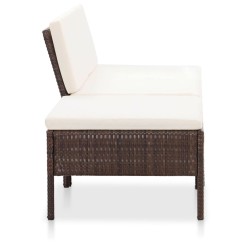 3-tlg. Garten-Lounge-Set mit Auflagen Poly Rattan Braun