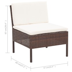 3-tlg. Garten-Lounge-Set mit Auflagen Poly Rattan Braun