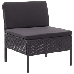 3-tlg. Garten-Lounge-Set mit Auflagen Poly Rattan Schwarz