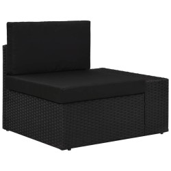 3-tlg. Garten-Lounge-Set Poly Rattan Schwarz