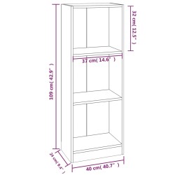 Bücherregal 3 Fächer Braun Eichen-Optik 40x24x109 cm