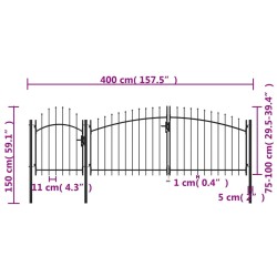 Gartentor Stahl 1,5x4 m Schwarz