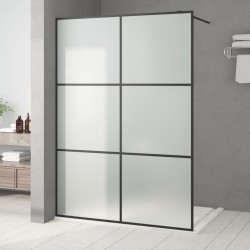 Duschwand für Begehbare Dusche Schwarz 140x195 cm Matt ESG-Glas