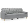 3-Sitzer-Sofa mit Zierkissen Hellgrau 180 cm Stoff