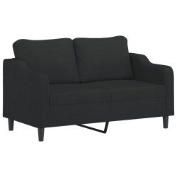 2-Sitzer-Sofa mit Zierkissen Schwarz 140 cm Stoff