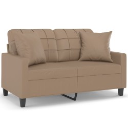 2-Sitzer-Sofa mit Zierkissen Cappuccino-Braun 120 cm Kunstleder