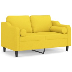 2-Sitzer-Sofa mit Zierkissen Hellgelb 120 cm Stoff