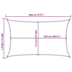 Sonnensegel 160 g/m² Anthrazit 5x8 m HDPE