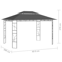 Pavillon 4x3x2,7 m Anthrazit 160 g/m²