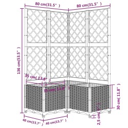 Pflanzkübel mit Rankgitter Dunkelgrau 80x80x136 cm PP