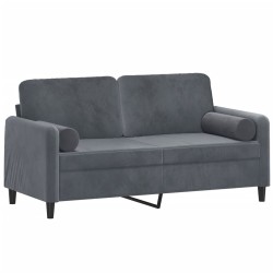 2-Sitzer-Sofa mit Zierkissen Dunkelgrau 140 cm Samt