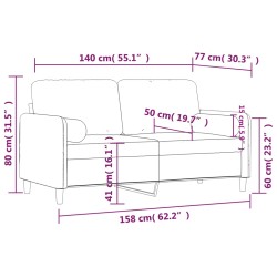 2-Sitzer-Sofa mit Zierkissen Dunkelgrau 140 cm Samt